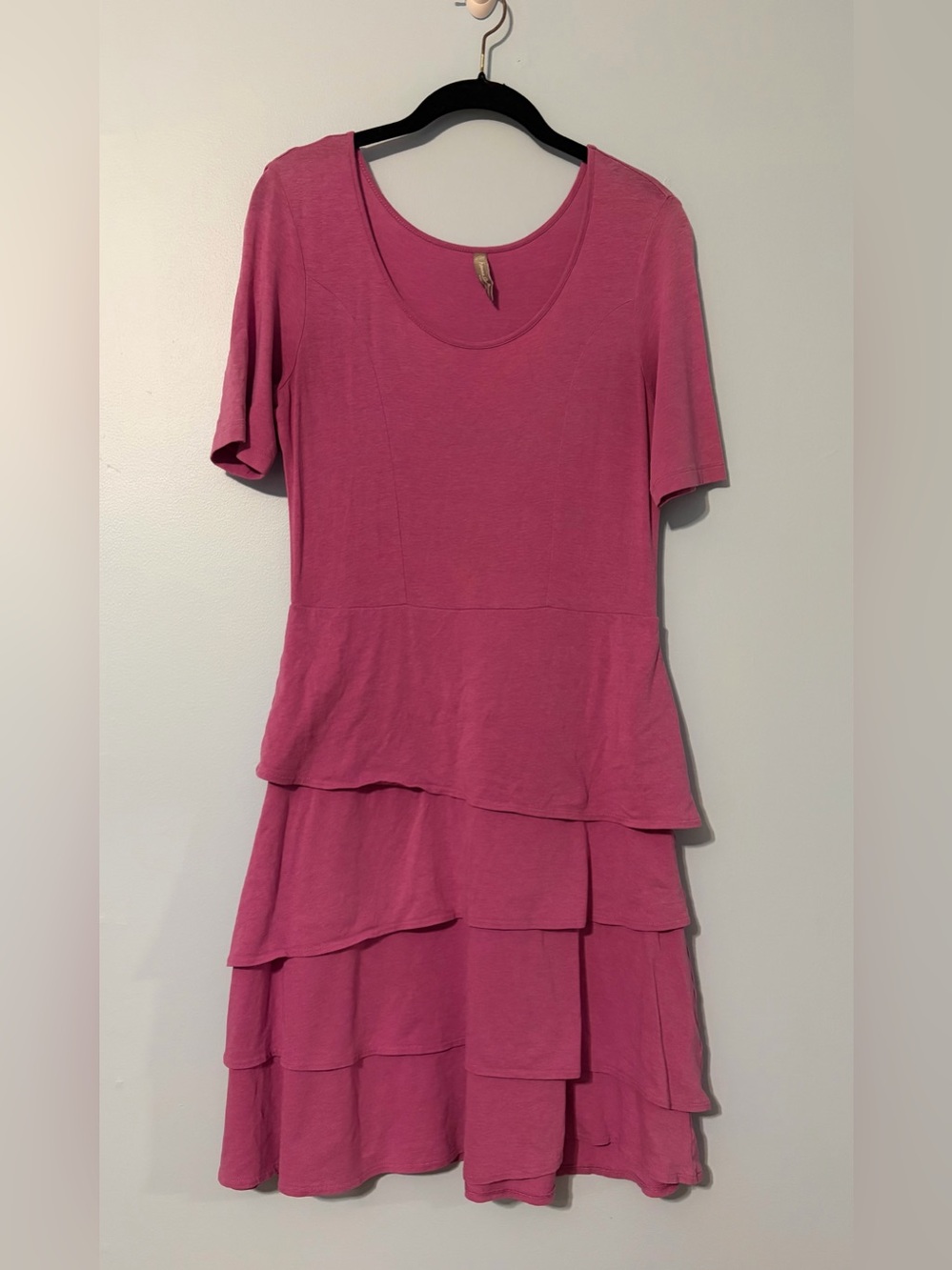Hanna Andersson Dark Pink-Fuschua Tiered Short-Sleeve Dress